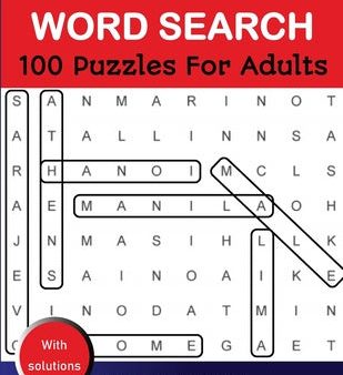 Word Search Puzzles For Adults Large Print With Solutions: Word Search Book for Adults, Teens 100 Puzzles Games with Solutions Cleverly Hidden Word Se Online Sale